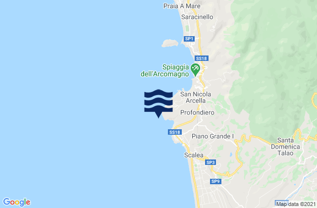 Karte der Gezeiten Capo Scalea, Italy