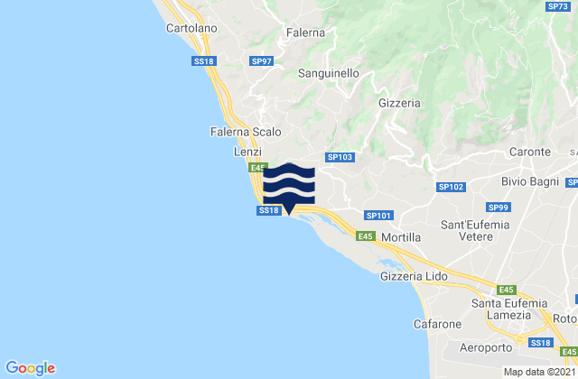 Karte der Gezeiten Capo Suvero, Italy