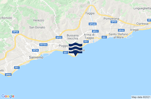 Karte der Gezeiten Capo Verde, Italy