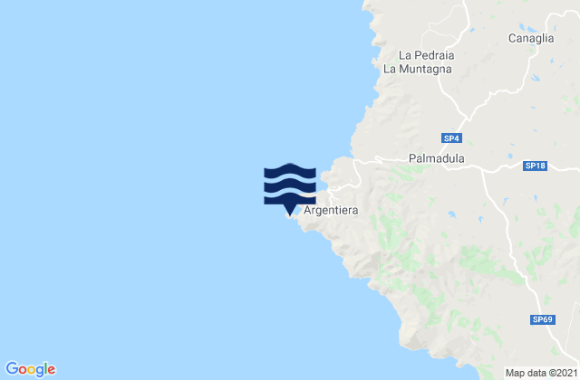 Karte der Gezeiten Capo dell'Argentiera, Italy