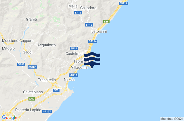 Karte der Gezeiten Capo di Taormina, Italy
