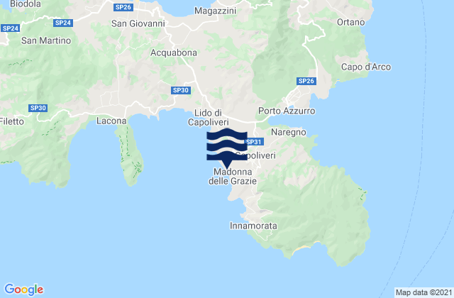 Karte der Gezeiten Capoliveri, Italy