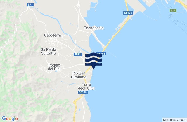 Karte der Gezeiten Capoterra, Italy