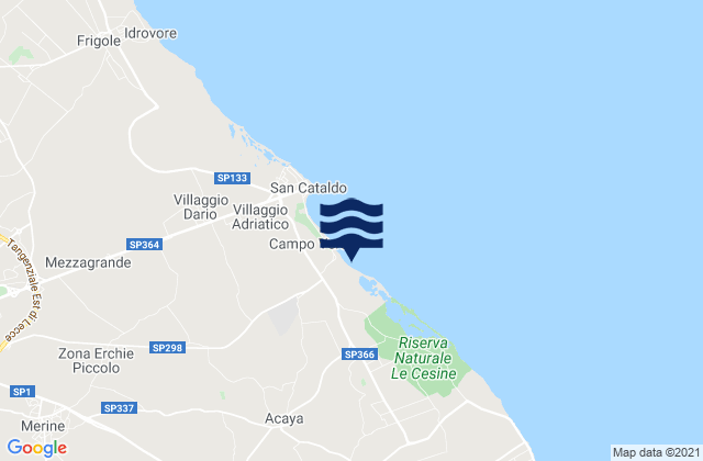 Karte der Gezeiten Caprarica di Lecce, Italy