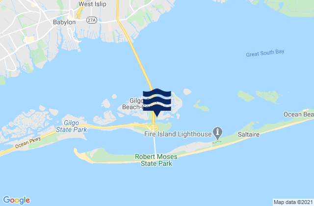 Karte der Gezeiten Captree Island, United States