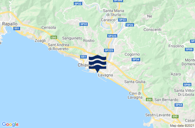 Karte der Gezeiten Carasco, Italy