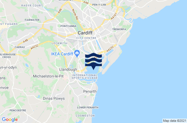 Karte der Gezeiten Cardiff Bay, United Kingdom