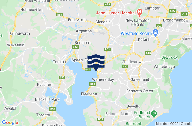 Karte der Gezeiten Cardiff, Australia
