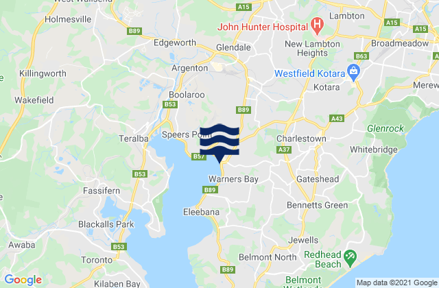 Karte der Gezeiten Cardiff South, Australia