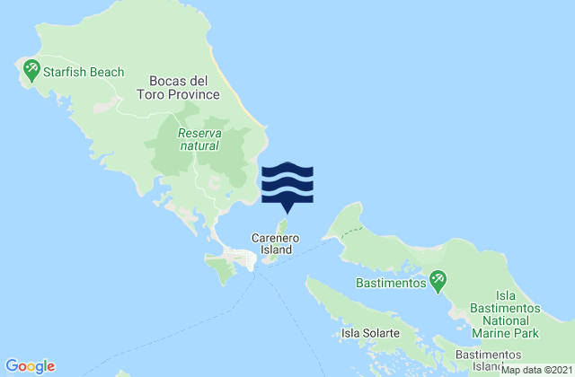 Karte der Gezeiten Careneros, Panama