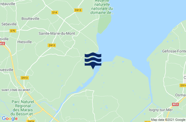 Karte der Gezeiten Carentan, France