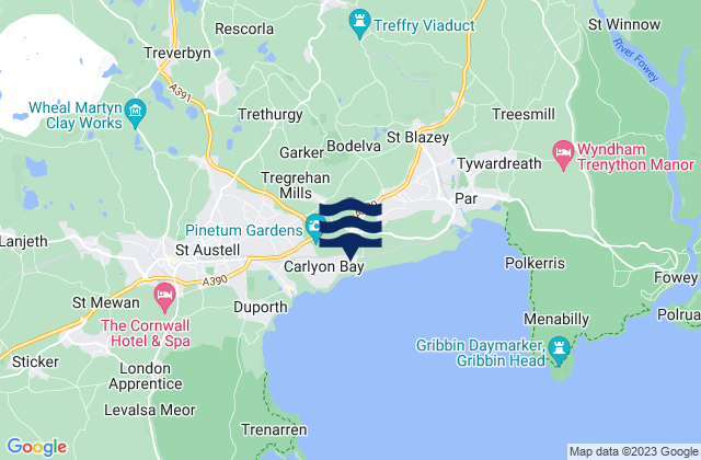 Karte der Gezeiten Carlyon Bay, United Kingdom