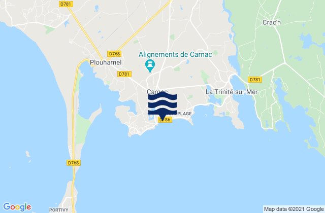Karte der Gezeiten Carnac, France