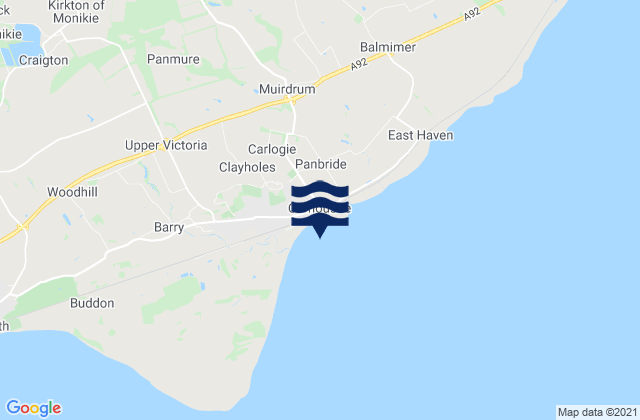 Karte der Gezeiten Carnoustie Bay, United Kingdom