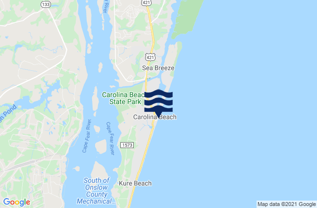 Karte der Gezeiten Carolina Beach, United States