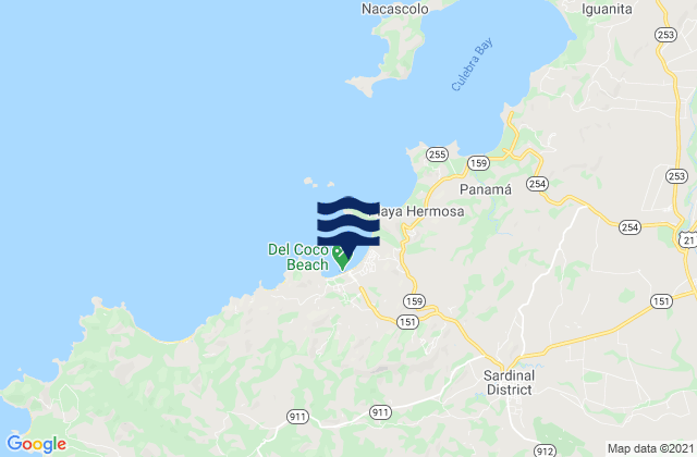 Karte der Gezeiten Carrillo, Costa Rica
