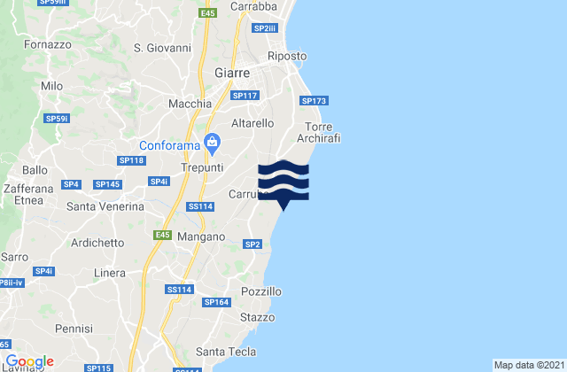Karte der Gezeiten Carruba, Italy