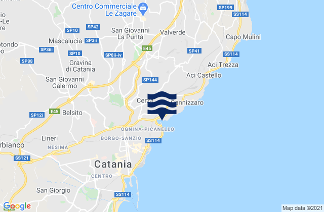 Karte der Gezeiten Carrubazza-Motta, Italy