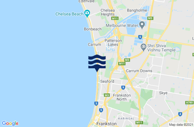 Karte der Gezeiten Carrum Downs, Australia