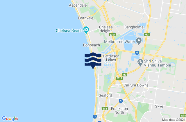 Karte der Gezeiten Carrum, Australia