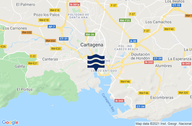 Karte der Gezeiten Cartagena, Spain