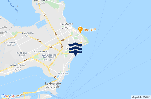 Karte der Gezeiten Carthage, Tunisia