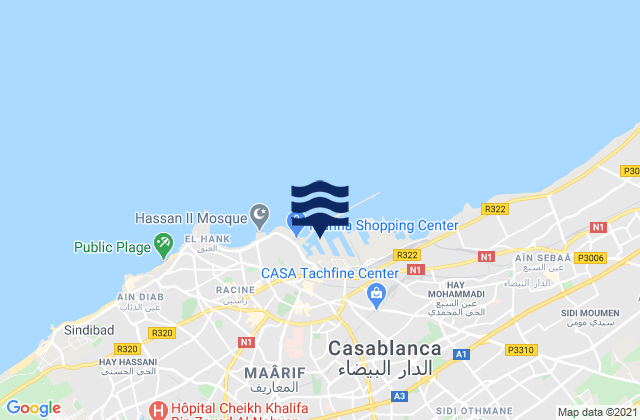 Karte der Gezeiten Casablanca, Morocco