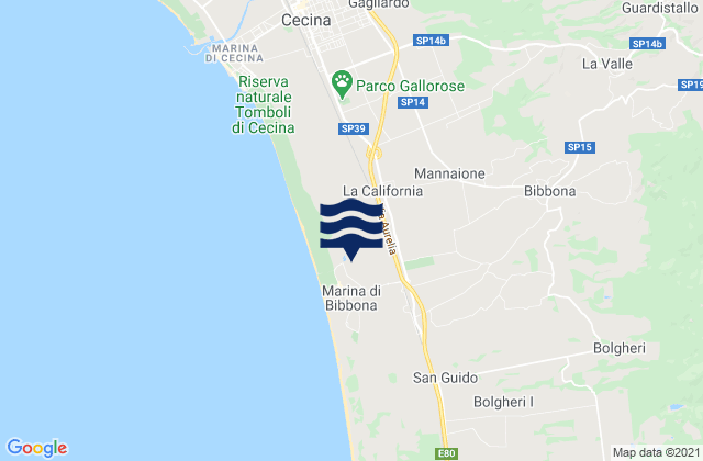 Karte der Gezeiten Casale Marittimo, Italy