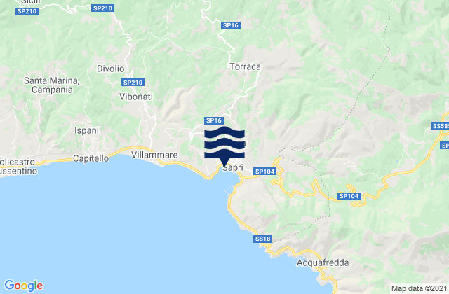 Karte der Gezeiten Casaletto Spartano, Italy