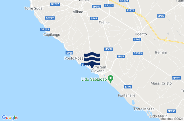 Karte der Gezeiten Casarano, Italy