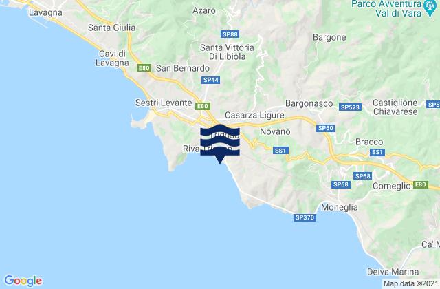 Karte der Gezeiten Casarza Ligure, Italy