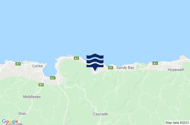 Karte der Gezeiten Cascade, Jamaica