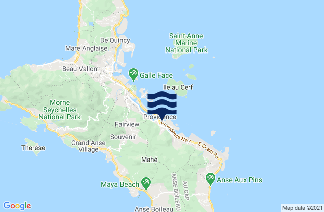 Karte der Gezeiten Cascade, Seychelles