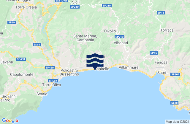 Karte der Gezeiten Caselle in Pittari, Italy