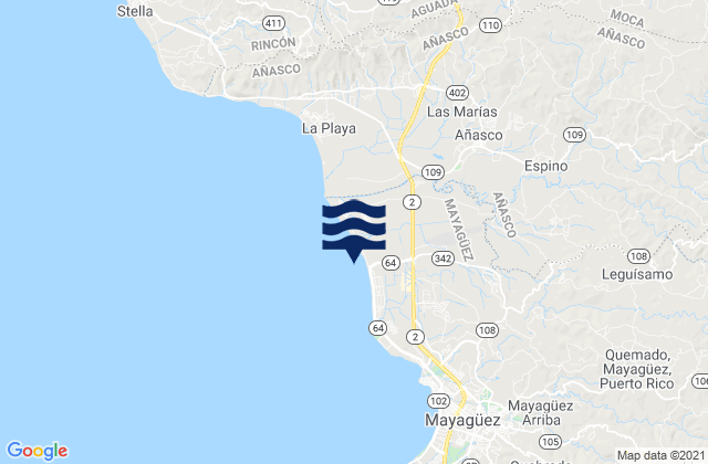 Karte der Gezeiten Casey Abajo Barrio, Puerto Rico