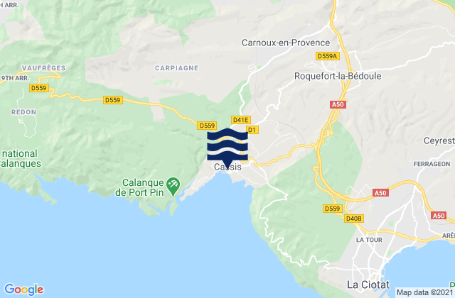 Karte der Gezeiten Cassis, France