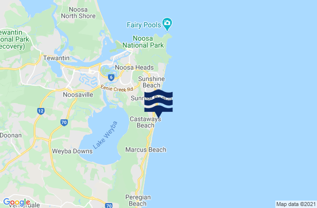 Karte der Gezeiten Castaways Beach, Australia