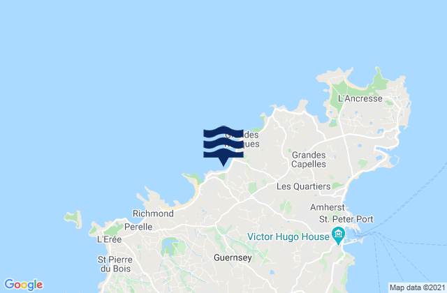 Karte der Gezeiten Castel, Guernsey