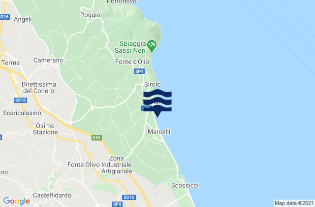 Karte der Gezeiten Castelfidardo, Italy