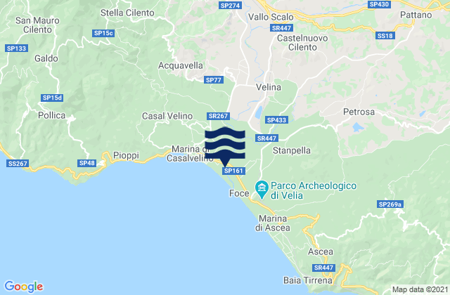 Karte der Gezeiten Castelnuovo Cilento, Italy