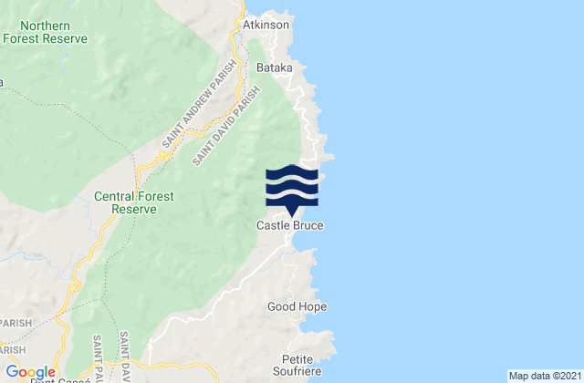 Karte der Gezeiten Castle Bruce, Dominica