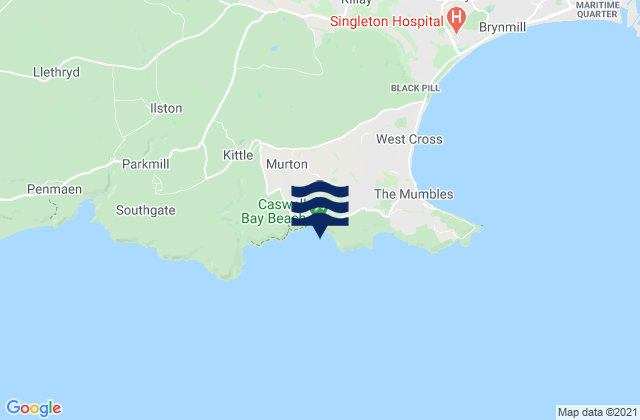 Karte der Gezeiten Caswell Bay Beach, United Kingdom