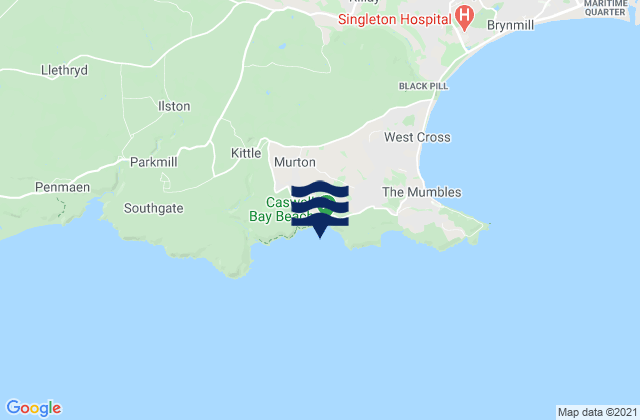 Karte der Gezeiten Caswell Bay, United Kingdom