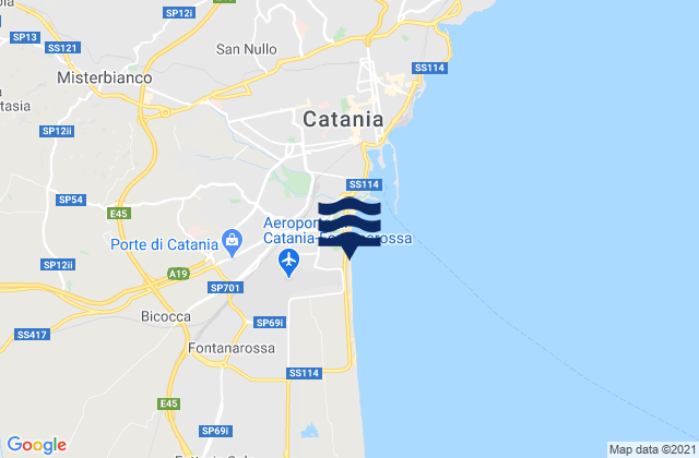 Karte der Gezeiten Catania, Italy