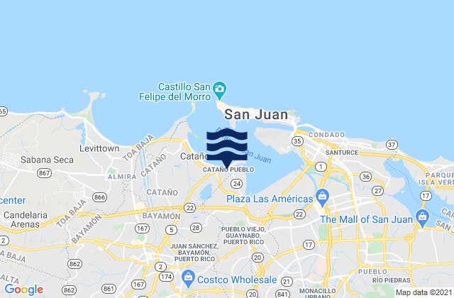 Karte der Gezeiten Cataño Barrio-Pueblo, Puerto Rico