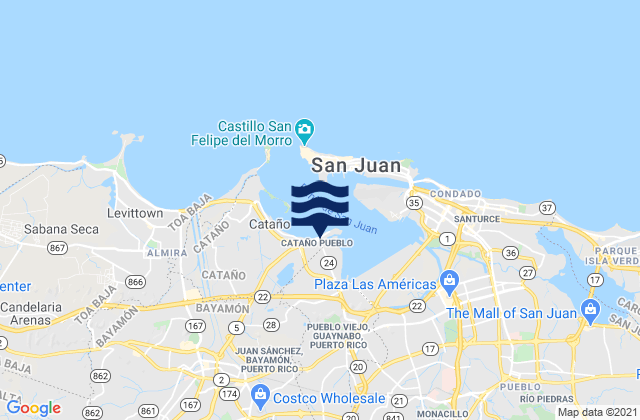 Karte der Gezeiten Cataño, Puerto Rico