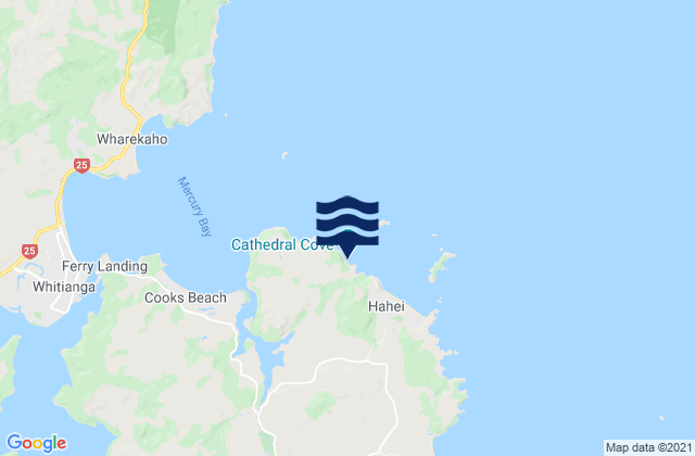 Karte der Gezeiten Cathedral Cove, New Zealand