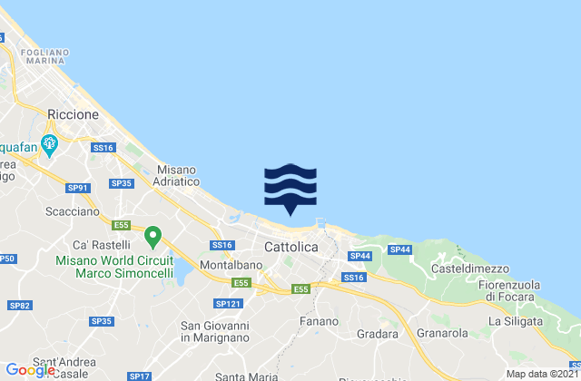 Karte der Gezeiten Cattolica, Italy