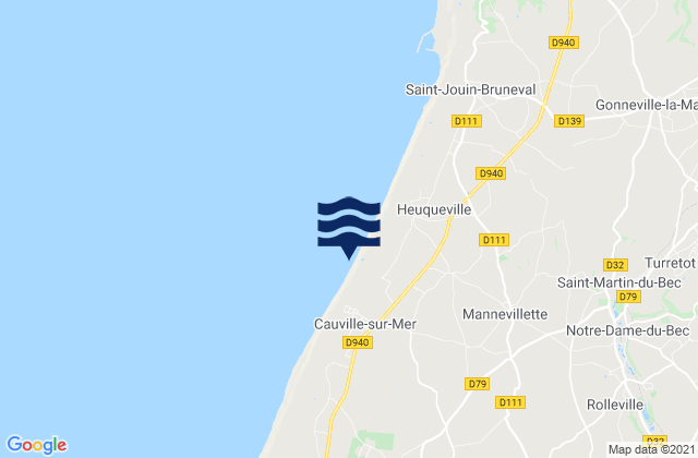 Karte der Gezeiten Cauville-sur-Mer, France