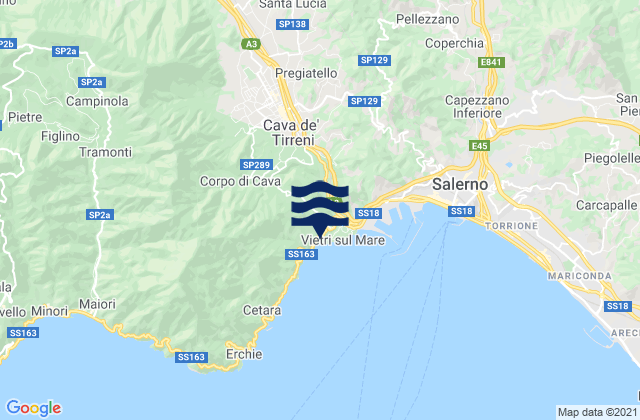 Karte der Gezeiten Cava Dè Tirreni, Italy
